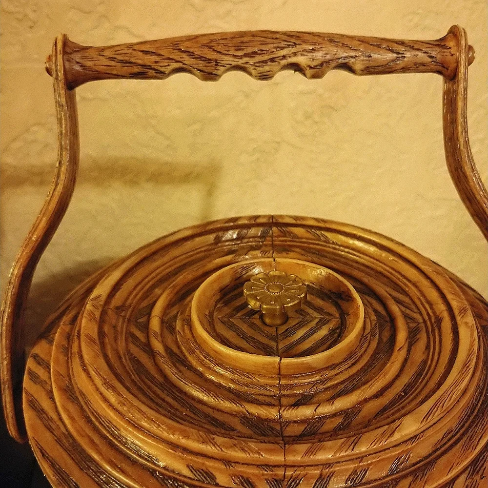 Vintage 70s Brentwood Faux Wood Grape Cluster Ice Bucket